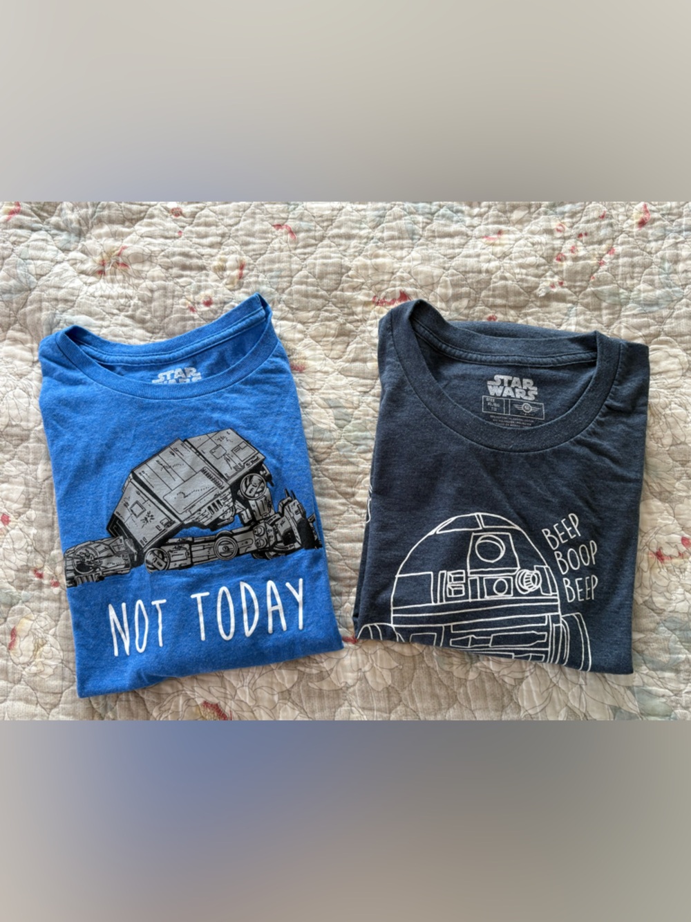Star Wars Navy & Bright Blue R2-D2 and AT-AT Graphic Tees
